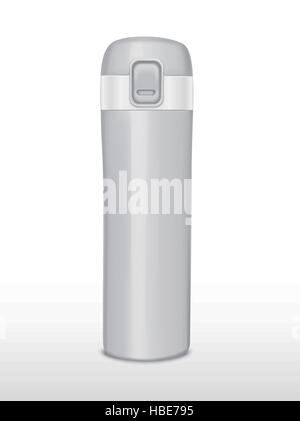 Argento thermos isolate su sfondo bianco Illustrazione Vettoriale