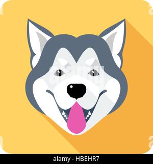 Alaskan Malamute Cane icona design piatto Illustrazione Vettoriale