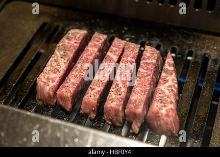 Wagyu A5 yakiniku Carni bovine Foto Stock