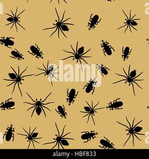 Beetle e spider insetti seamless pattern 666 Foto Stock