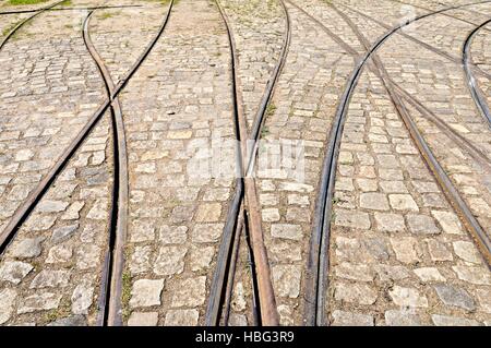 Diverse tracce ferroviarie accanto a ciascun altro Foto Stock