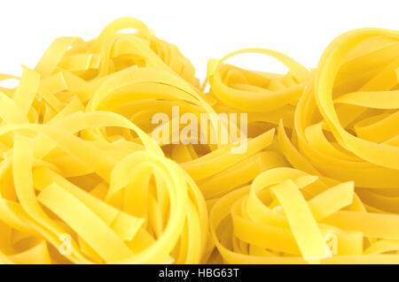 Fettuccine closeup, isolato horizontal macro, spazio di copia Foto Stock