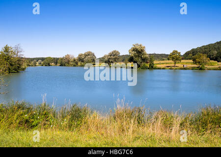 Sorgente del fiume Altmühl, Hornauer stagno vicino Windelsbach, Superiore Altmühl Valley, Frankenhöhe Nature Park, Media Franconia Foto Stock