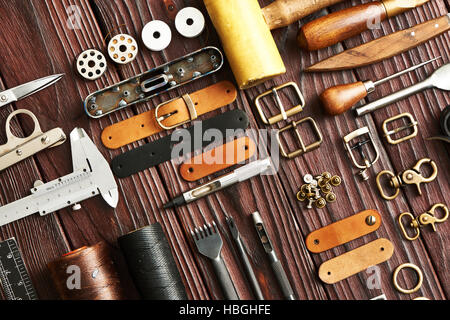 In pelle di strumenti di creazione Foto Stock