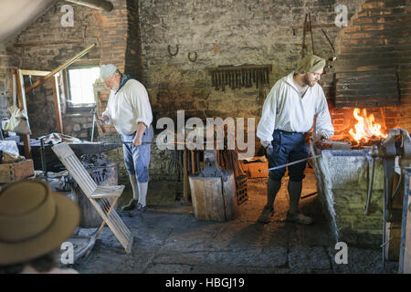 Fabbro forge, Fort Klock restauro, San Johnsville, New York. Foto Stock