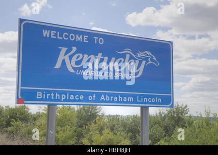 Benvenuti al Kentucky cartello stradale Foto Stock