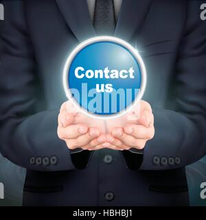 Close-up guarda imprenditore azienda contattaci icona Illustrazione Vettoriale