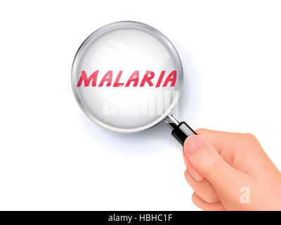 La malaria che mostra attraverso la lente di ingrandimento tenuto a mano Illustrazione Vettoriale