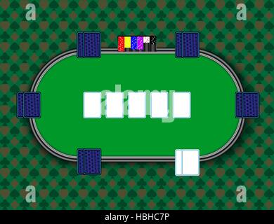 Illustrazione per un gioco di poker con carte da gioco e trucioli Illustrazione Vettoriale