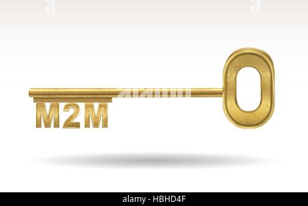 M2M - golden key isolati su sfondo bianco Illustrazione Vettoriale