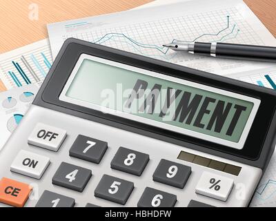 Calcolatrice con la parola il pagamento sul display Illustrazione Vettoriale