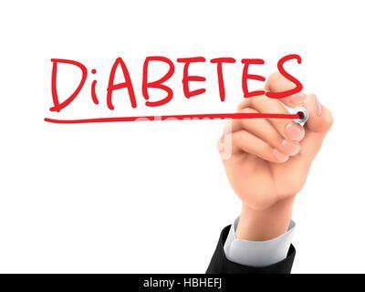 Il diabete parola scritta a mano su un pannello trasparente Illustrazione Vettoriale
