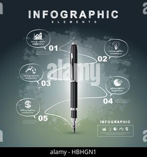 Creative diagramma di flusso con penna stilografica la scrittura di informazioni in una tecnologia di spazio, può essere utilizzato per infographics e banner, concetto illustratio vettore Illustrazione Vettoriale