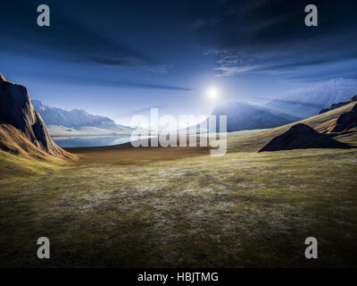 Un paesaggio di fantasia senza alcun tipo di pianta Foto Stock