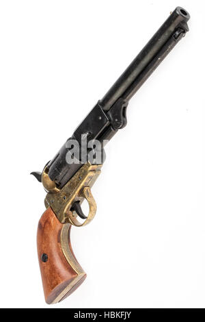 Vecchio Revolver su sfondo isolato Foto Stock