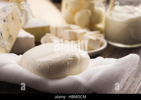 Diversi tipi di formaggio Foto Stock