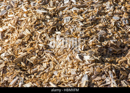 Trucioli di legno per una combustione di biomassa Foto Stock