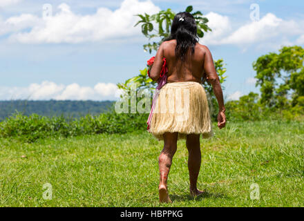 Il brasiliano donna indiana da tribù in Amazzonia, Brasile Foto Stock