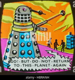1965 diapositiva a colori delle strisce di Dr Who & The Daleks. Regno Unito Foto Stock