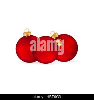 Rosso palle di Natale su sfondo bianco Illustrazione Vettoriale