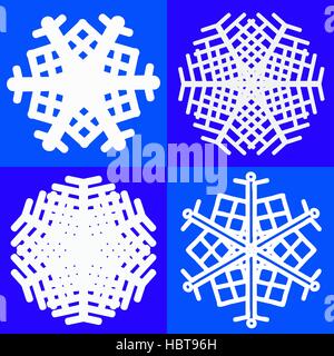 L'icona del fiocco di neve bianca su sfondo blu illustrazione vettoriale Illustrazione Vettoriale