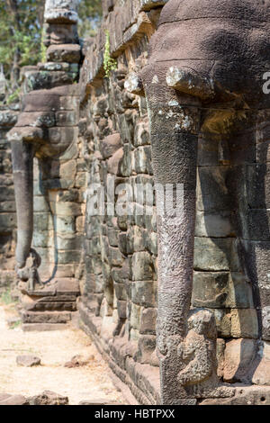 Terrazza degli elefanti in Angkor Thom Foto Stock