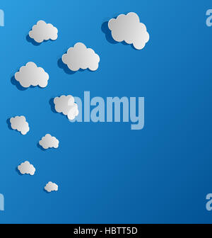Impostare tagliato fuori nuvole di carta, fumetti Foto Stock