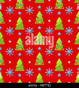 Rosso Natale seamless pattern abete verde Foto Stock