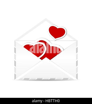 Busta con set di san valentino cuori rossi Foto Stock
