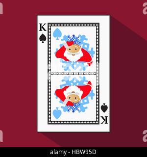 Carta da gioco. l'icona foto è facile. picco spide re. Anno nuovo SANTA CLAUS. Tema Natale. con il bianco di un substrato di base. una illustrazione vettoriale Illustrazione Vettoriale