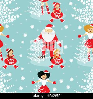 Utilizzato per la stampa, siti web design, ukrasheniayya, interno, tessuti, etc. Tema Natale. albero da fiocchi di neve su uno sfondo blu con Sata Claus Illustrazione Vettoriale