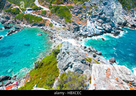 Vista panoramica da Agios Ioannis a Skopelos Foto Stock