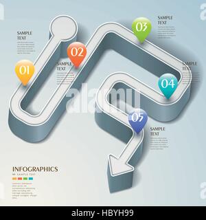 Realismo Astratto vettore 3d strada elementi infografico Illustrazione Vettoriale