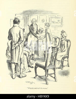 Pagina 274 di "orgoglio e pregiudizio" presenta un'illustrazione che mostra personaggi, interazioni sociali e ambientazioni interne che riflettono una scena del romanzo, evidenziando dettagli narrativi e contesto letterario. Foto Stock