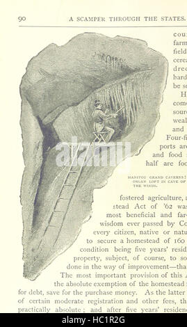 Questa pagina mostra il contenuto di "Un truffatore attraverso gli Stati", che illustra l'esposizione mondiale del 1893, l'esposizione colombiana, mostre, padiglioni, mostre culturali, architettura, trasporti ed esperienze per i visitatori. Foto Stock
