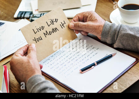 Vivere come si vuol dire che il concetto di motivazione Foto Stock