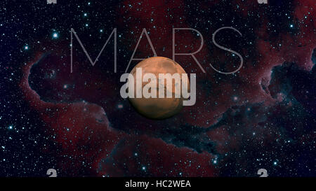 Sistema solare - Marte. È il quarto pianeta dal sole Marte è un pianeta terrestre. Foto Stock
