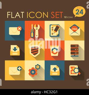 Internet & web icon set vettore design piatto Illustrazione Vettoriale