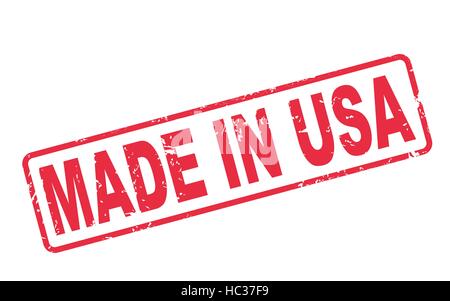 Timbro made in USA con il testo in rosso su sfondo bianco Illustrazione Vettoriale