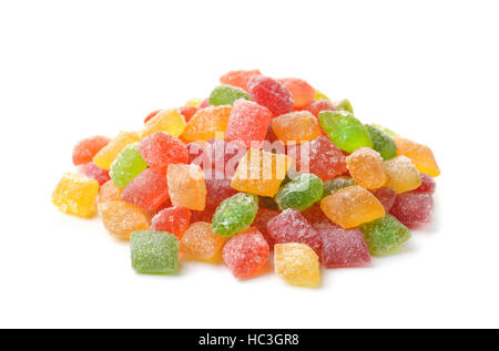 Pila di dischi frutti canditi isolato su bianco Foto Stock