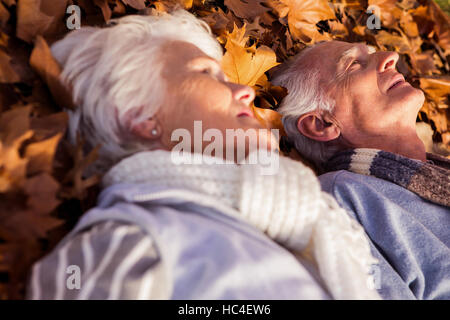 Coppia senior dormire a terra Foto Stock