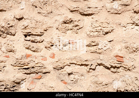 In prossimità di una parete costruita con Kurkar una pietra arenaria calcarea o fossili di mare dune di sabbia comune in Israele Foto Stock