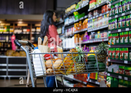 Vari negozi di generi alimentari nel carrello Foto Stock