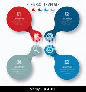 Modello Infographics quattro opzioni con cerchio Illustrazione Vettoriale