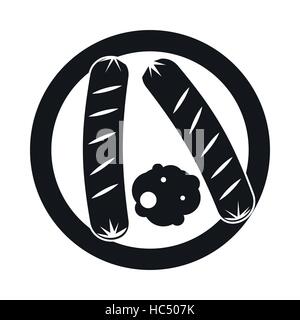 Salsicce su una icona di piastra Illustrazione Vettoriale