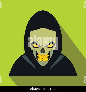 Scheletro icona piatta con ombra Illustrazione Vettoriale