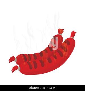 Salsicce alla griglia icona cartoon Illustrazione Vettoriale