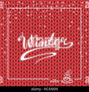 Lettering d'inverno. Disegnato a mano. Neve e cioccolata calda. Vettore Illustrazione Vettoriale