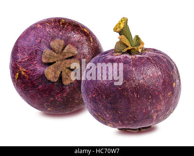 Mangosteen isolati su sfondo bianco Foto Stock