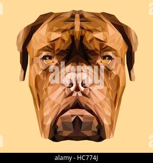 Dogue de Bordeaux cane bassa poli design. Triangolo illustrazione vettoriale Illustrazione Vettoriale